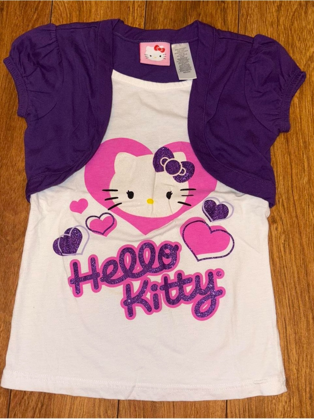Hello Kitty purple and white sparkle baby tee